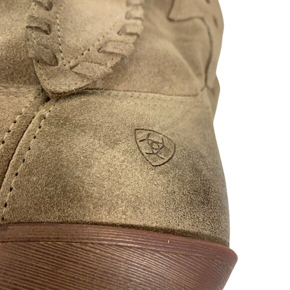 ARIAT Ladies Round Up Rianda Relaxed Shortie Western Boots Beige Suede 9.5B - Picture 7 of 11